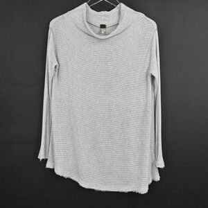 Free People Lover Rib Split Back Sweater Womens Sz XS Gray Knit Boho We The Free